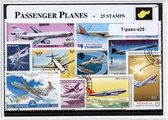 Passagiersvliegtuigen – Luxe postzegel pakket (A6 formaat) : collectie van 25 verschillende postzegels van passagiersvliegtuigen – kan als ansichtkaart in een A6 envelop - authenti