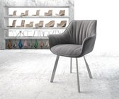 Gestoffeerde-stoel Keila-Flex met armleuning 4-Fuß oval roestvrij staal structurele stof lichtgrijs
