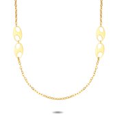 Twice As Nice Halsketting in goudkleurig edelstaal, lange ketting, 4 ovalen 80 cm+5 cm