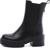 SmileFavorites® Chelsea boots met Hak - Imitatieleer - Zwart - Maat 38