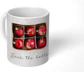 Mok - Koffiemok - Kerstballen - Rood - Goud - Mokken - 350 ML - Beker - Koffiemokken - Theemok