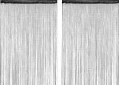 Relaxdays 2x Draadgordijn glitters - deurgordijn - draadjesgordijn - 145 x 245 cm - zwart