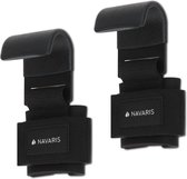 Navaris Wrist Support Lift Bands avec crochets de musculation - 2x crochets de poignet pour le fitness et la protection des articulations - Bracelets professionnels avec crochets - Zwart