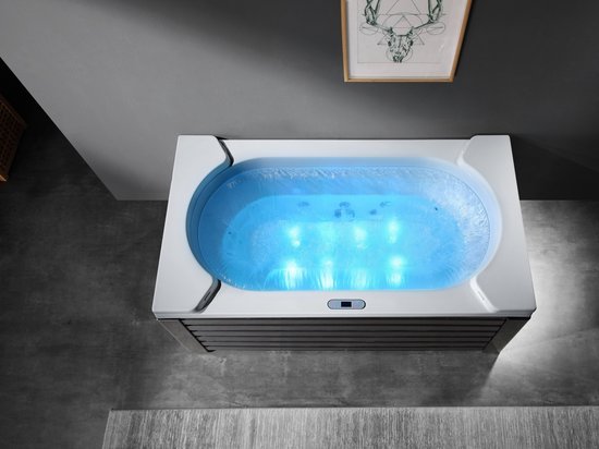 Baignoire autoportante pour massage à l'eau à LED 1850 mm en blanc avec  chauffe-eau