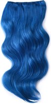 Remy Human Hair extensions Double Weft straight 18 - blauw Blue#