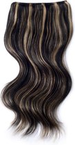 Remy Human Hair extensions Double Weft straight 16 - zwart / blond 1B/27#