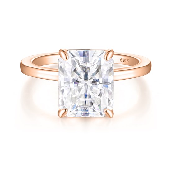 Radiana - 18k Roségouden Radiant Solitaire Moissanite Ring - 1.2 karaat