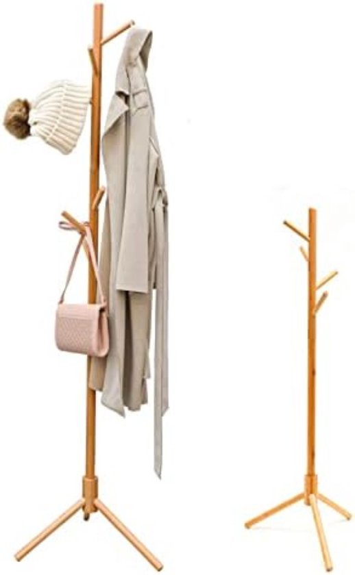 Schoenenbank Kapstok Rek Hanger Sterke Massief Houten Kleding Kledingrek Met 2 Planken Vrijstaande Multifunctionele Kledingrek Hangstang Voor Slaapkamer