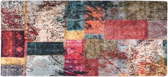 Tapis patchwork antidérapant lavable 80x300 cm multicolore