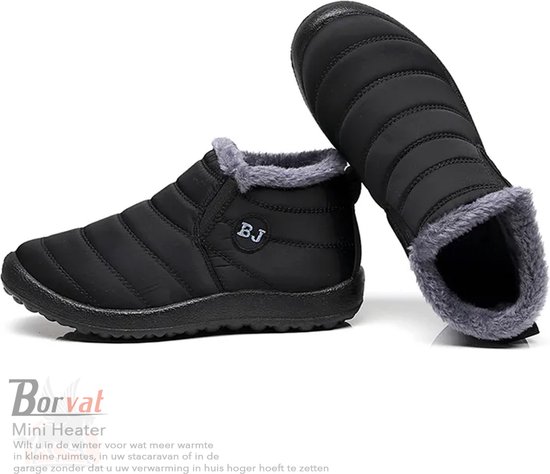 Borvat® - Unisex Schoenen - Winter Sneakers - Lichtgewicht Winterschoenen - Heren / Dames - Vrijetijdsschoenen Met Bont - Zwar - Maat 36 - Borvat®