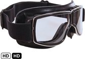 DriveLux™ Cruiser - Stijlvolle Leren Motorbril voor Heren met Retro Design - Helder Glas en Verfijnde Ventilatiegaten voor Optimaal Comfort – Retro Motorbril