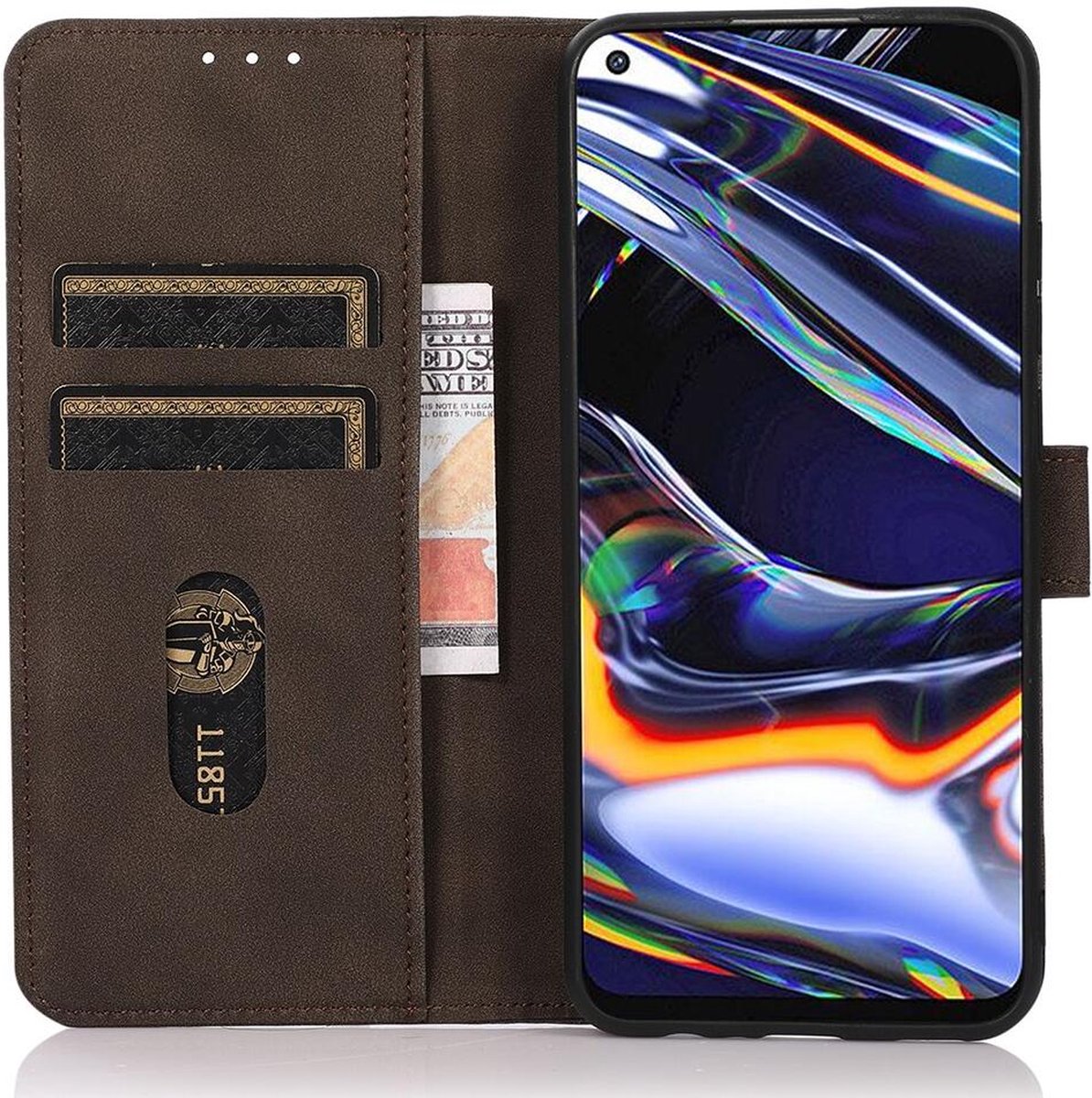 KHAZNEH Oppo Reno 10 / 10 Pro Hoesje Retro Wallet Book Case Bruin