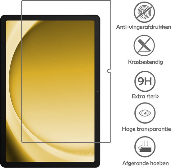 Écran de tablette avec fond doré, recouvert d'un protecteur d'écran anti-traces et résistant aux rayures.