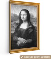 Canvas Schilderij Mona Lisa - Leonardo Da Vinci - Gold - Lijst - 80x120 cm - Wanddecoratie