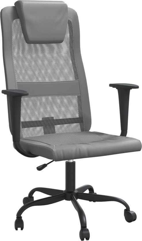 vidaXL - Kantoorstoel - verstelbare - hoogte - mesh - en - kunstleer - grijs