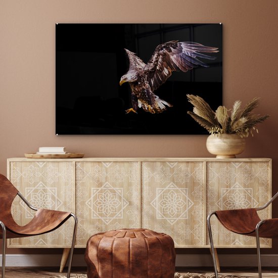 MuchoWow® Peinture sur Verre - Aigle - Vogel - Ressorts - 120x80 cm - Peintures sur Verre Acrylique - Photo sur Glas