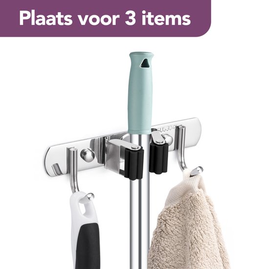 SODEAL Luxe Bezemhouder - Bezemklem - Bezem ophangsysteem - Ophanghaken - Tuingereedschap - Gereedschap opbergen - Zwart van SODEAL — afbeelding 2