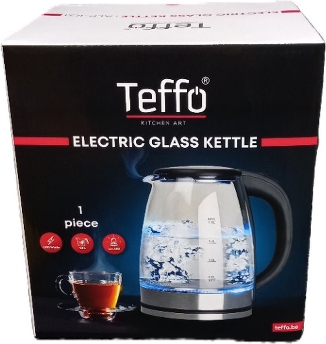 Teffo Waterkoker - Ledverlichting - 1.8L - Zwart