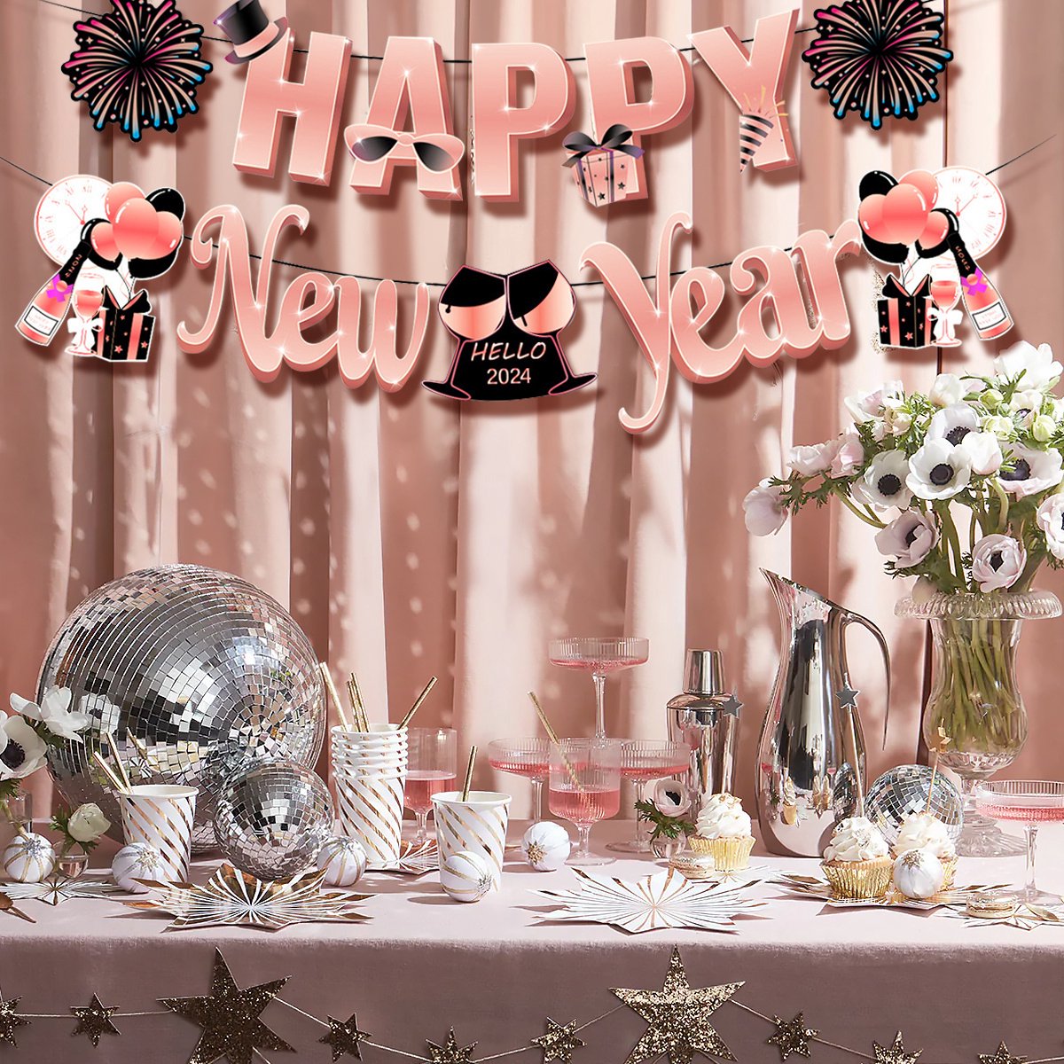Zilveren Happy New Year slinger