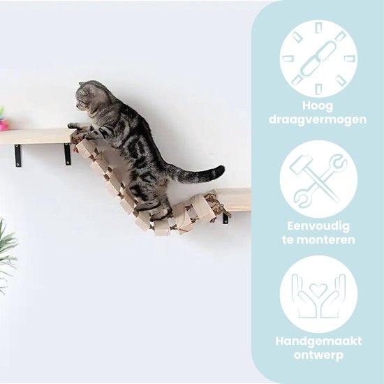 AZANO® Kattentrap, set van 3, klimwand voor katten, kattenladder, muur, modern design van metaal, kattentrap, muur, kattenladder, kattenmeubel om te klimmen, S, 16 x 12 cm, zwart, kurk