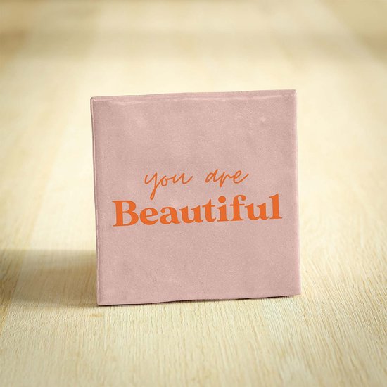 Tegeltje - You are beautiful | Roze | 10x10cm - Interieur - Wijsheid - Tegelwijsheid - Spreuktegel - Keramiek - BONT
