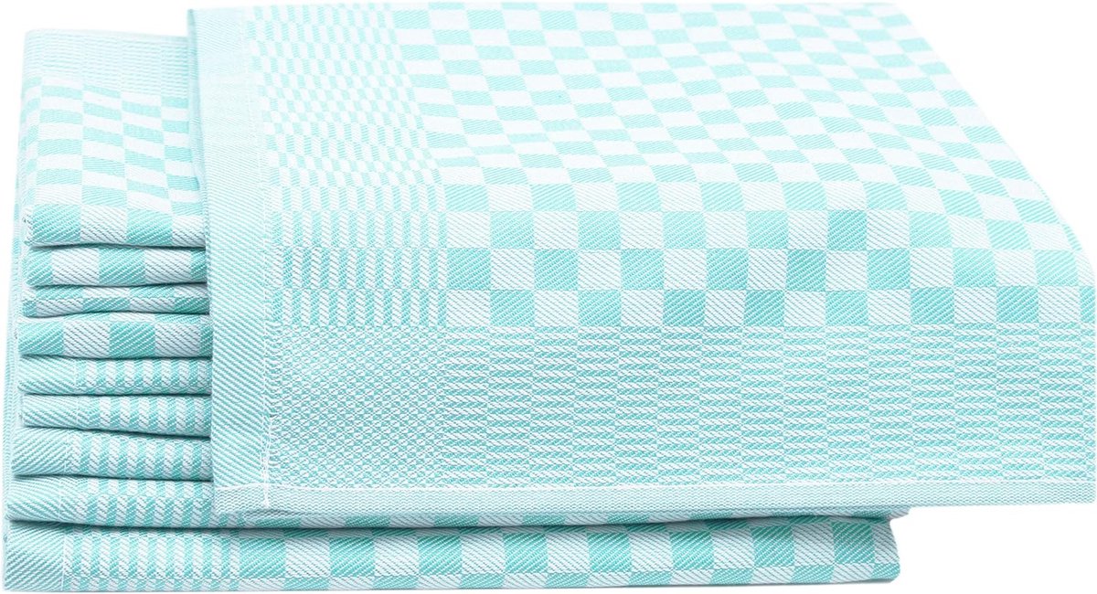 Set 10 theedoeken, vaatdoeken, full twine, 100% katoen, 46x70 cm, mint