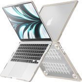 Case2go - Hardcover/Hoes voor Macbook Air 13.6 Inch (2022) - 360 Bescherming - Beige