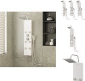 vidaXL Douchepaneel - Roestvrij staal en gehard glas - 25 x 47.5 x 130 cm - Regendouche - massage en handdouche - Badkameraccessoire montagemateriaal