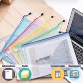 Documententas, A3 vak met ritssluiting, voor documenten, kaarten en huiswerk, willekeurige kleur, 10 stuks