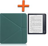 Hoesje Geschikt voor Kobo Libra 2 Hoes Book Case Trifold - Hoes Geschikt voor Kobo Libra 2 Hoesje Book Cover Met Screenprotector - Donkergroen