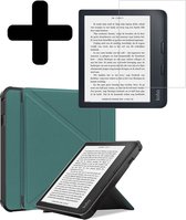 Hoesje Geschikt voor Kobo Libra 2 Hoes Bescherm Hoesje Case Luxe Sleep Cover Met Screenprotector - Donkergroen