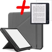 Hoes Geschikt voor Kobo Sage Hoesje Bookcase Cover Hoes Trifold Met Screenprotector - Hoesje Geschikt voor Kobo Sage Hoes Cover Case - Grijs