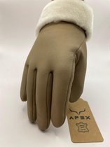 Apex Gloves - Dames en Heren Leren Handschoenen - Hoge kwaliteit %100 Schapenleer - Bej - Winter - Extra warm - Maat M