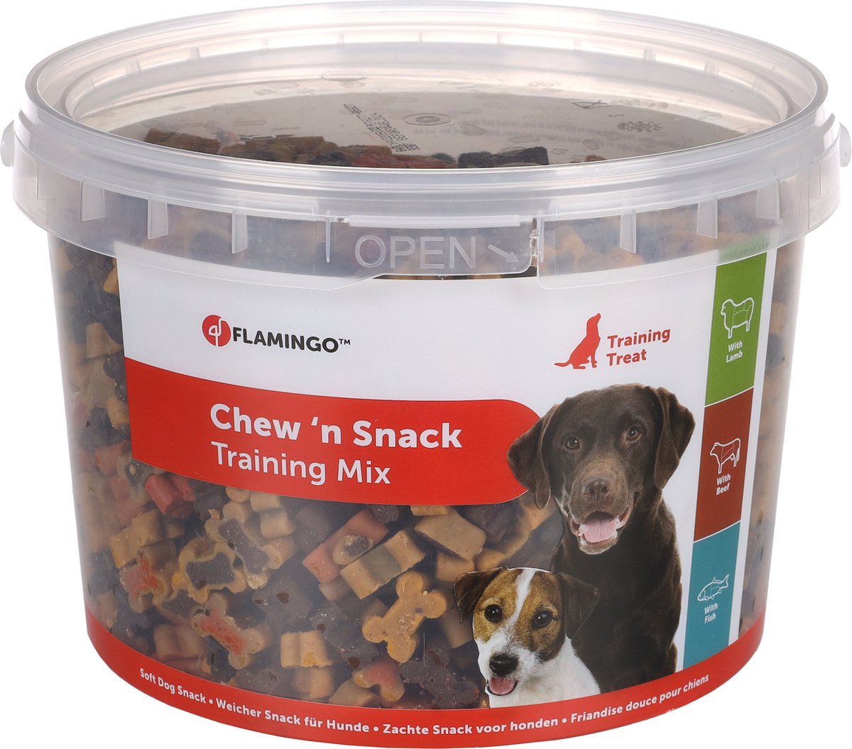 Hondensnack – koekjes met lam & rund & vis – hondensnacks – honden snacks – hondensnoepjes – zonder toegevoegde suikers – 1,8kg bewaaremmer