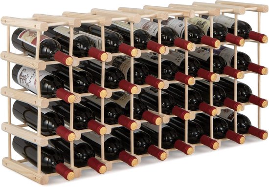 GIANTEX Wijnrek van hout, staand rek met 10 niveaus, voor 40 flessen, van grenenhout met stabiele structuur, ideaal voor keuken, bar, 47 x 28 x 113 cm, naturel