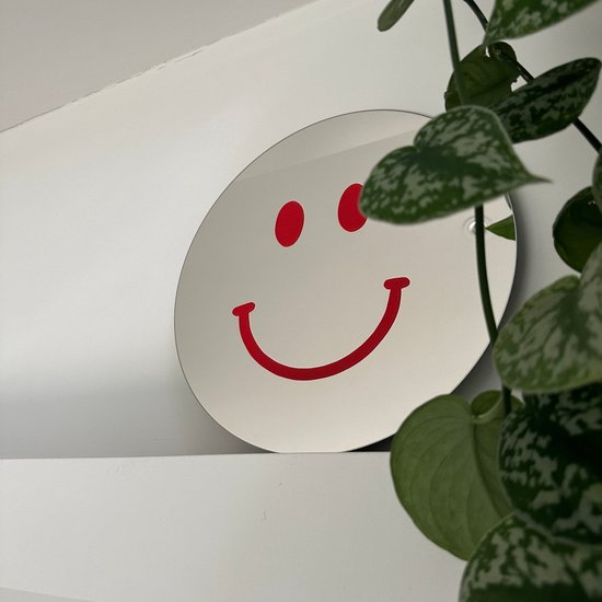 Miroir Smiley Rouge - 38cm - Rouge