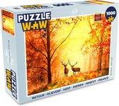 Puzzel Natuur - Olieverf - Hert - Dieren - Herfst - Oranje - Legpuzzel - Puzzel 1000 stukjes volwassenen