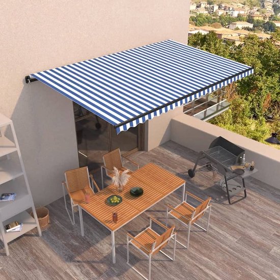 vidaXL Auvent extensible - Auvent extérieur - 500 x 350 cm - Cadre en aluminium - Résistant aux UV et à l'eau - Protection solaire pour fenêtre