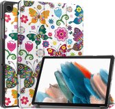 Tri-Fold Book Case met Wake/Sleep - Geschikt voor Samsung Galaxy Tab A9 Hoesje - Vlinders