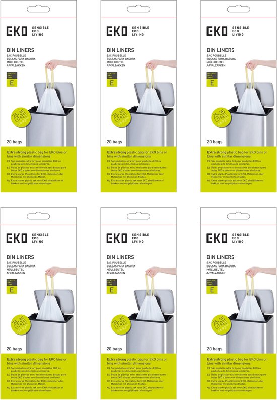 EKO afvalzakken type A 3-6 liter wit - 6 Rollen x 30 zakken
