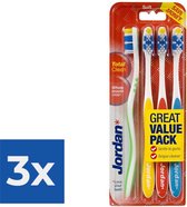 Jordan - Total Clean Tandenborstels Soft - 4 stuks - Voordeelverpakking 3 stuks