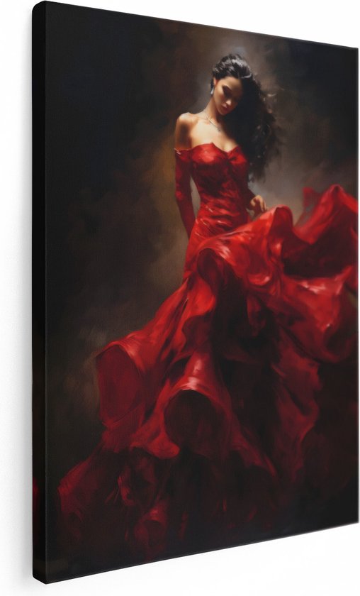 Artaza Canvas Schilderij Flamenco Danseres - 90x120 - Groot - Foto Op Canvas - Wanddecoratie Woonkamer