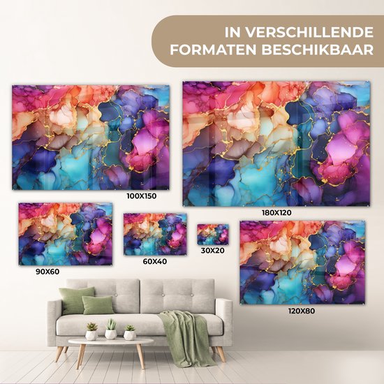 Peinture sur verre 120x80 cm - Photo sur verre - Marbre - Peinture salon - Peintures plexiglas chambre - Décoration chambre plaque de verre - Décoration murale peintures sur verre - Décoration murale - Peinture sur verre colorée