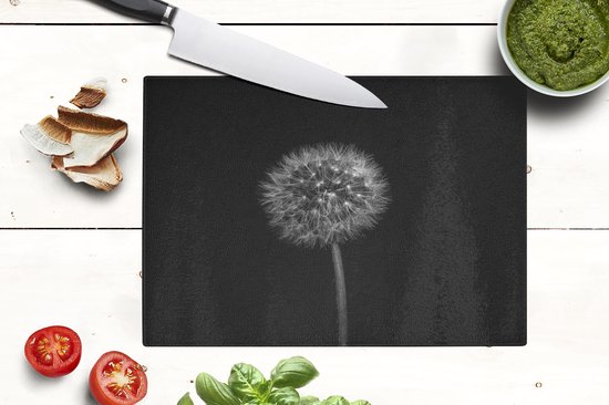 Planche à découper en Verres - 28x20 - Pissenlit - Zwart - Fleurs - Botanique - Planches à découper en Glas