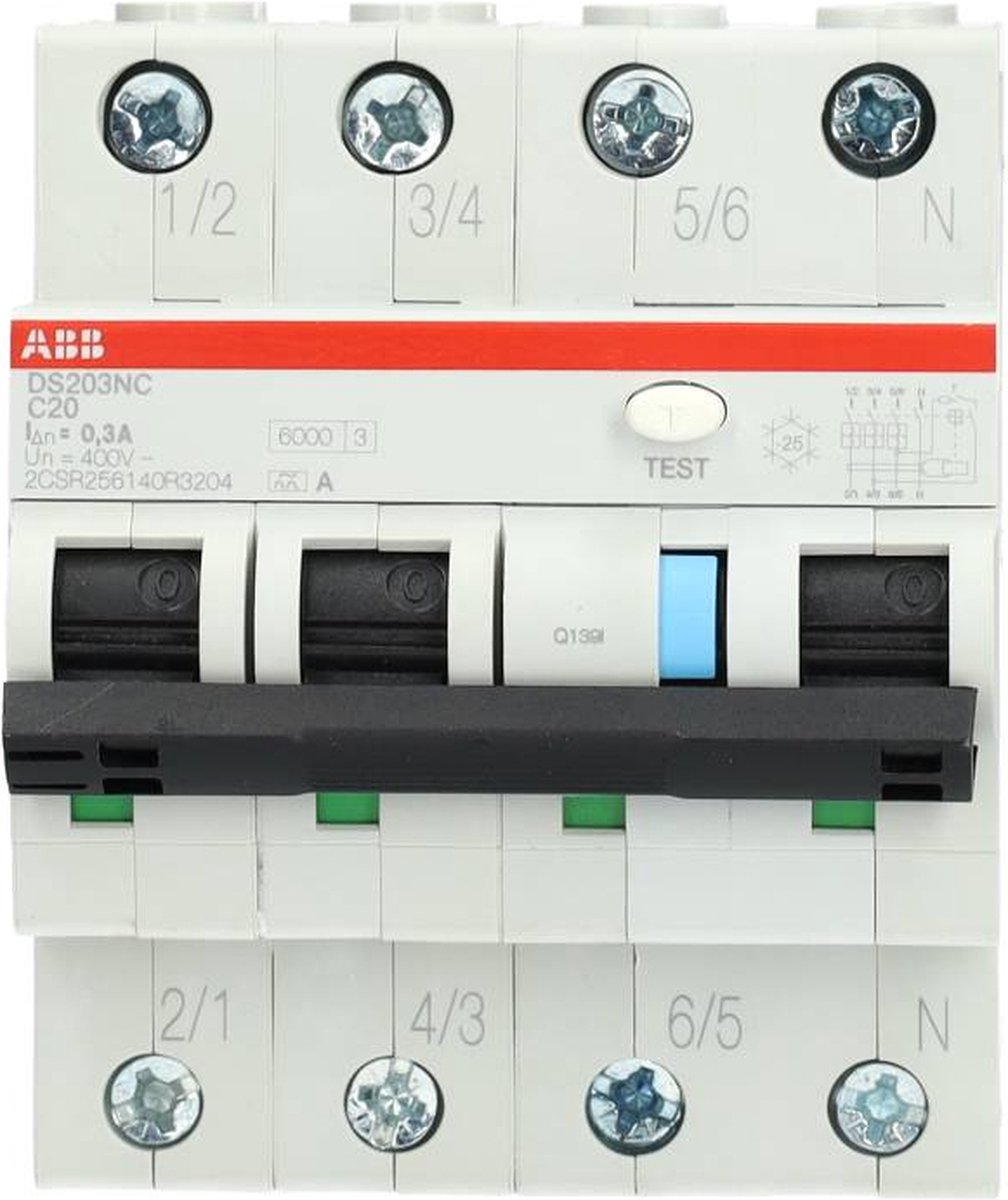 ABB Componenten aardlekautomaat 3-polig+nul 20A C-kar 300mA (2CSR256140R3204)