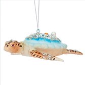 Glitter blauw schild schildpad kerstbal - Sass & Belle