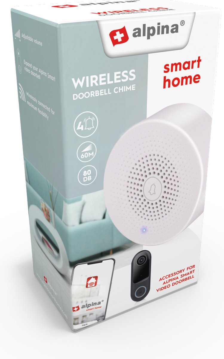 ALPINA Smart Home WiFi Camera Full HD 1080p Overtheair camera Außen Audio en Beweg