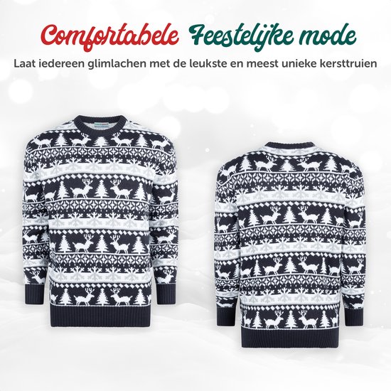 Wrong Christmas Sweater Femmes & Hommes - Pull de Noël - "Modern Blauw & Wit" - Homme & Femme Taille XXXXL