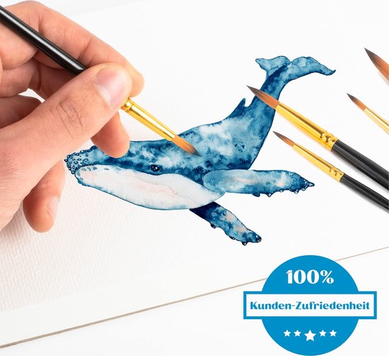 Tritart Set de 24 pinceaux pour peinture à l'huile acrylique aquarelle - pinceau à modeler professionnel - 12 tailles - pointe ronde - avec savon végétalien