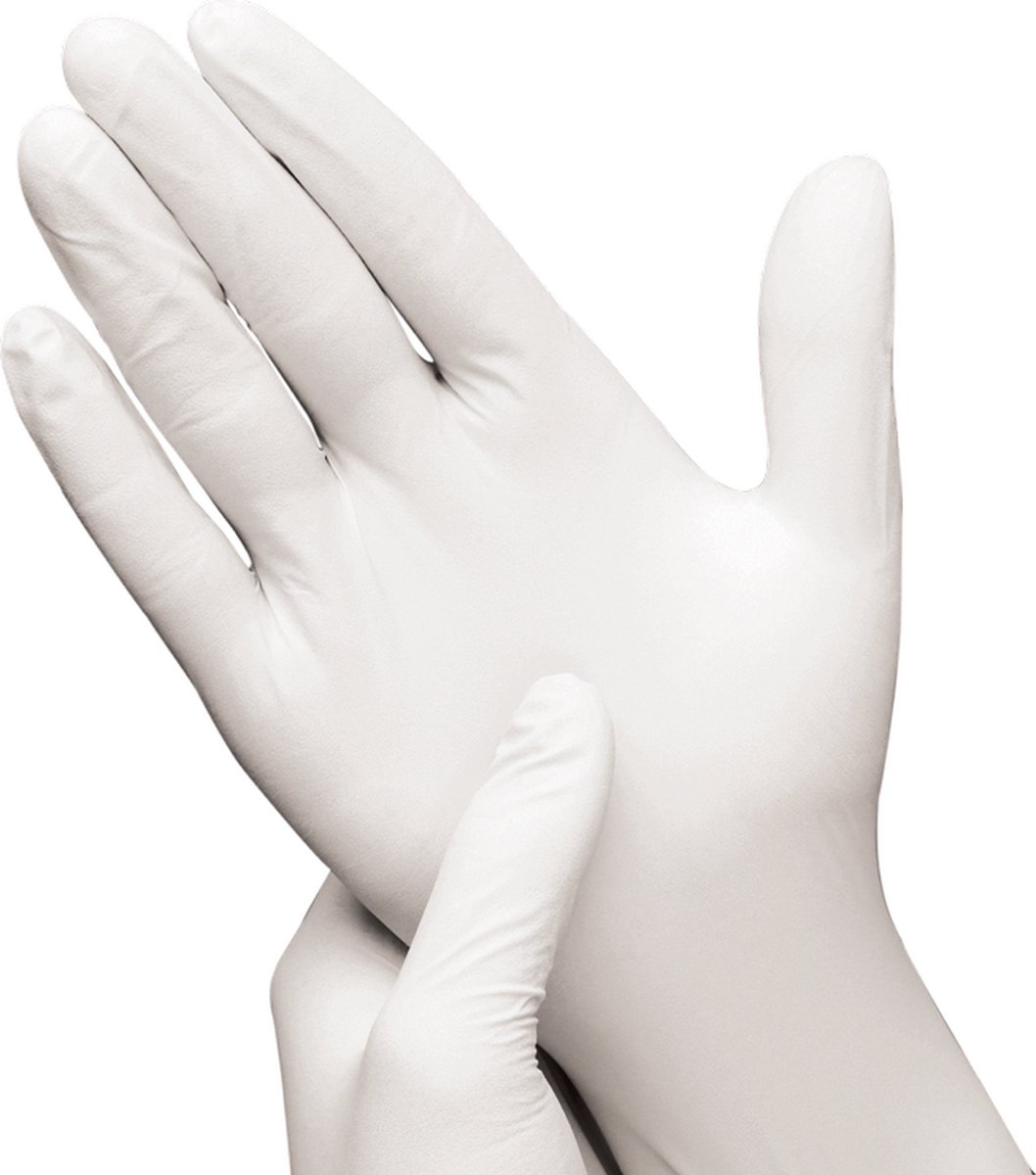 Goedkoopste Vinyl wegwerphandschoen wit/transparant poedervrij L 100/ds